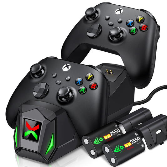 Controller Charger for Xbox, Charging Station with 2*2550Mah Controller Battery Packs for Xbox Series/One X/S/Elite